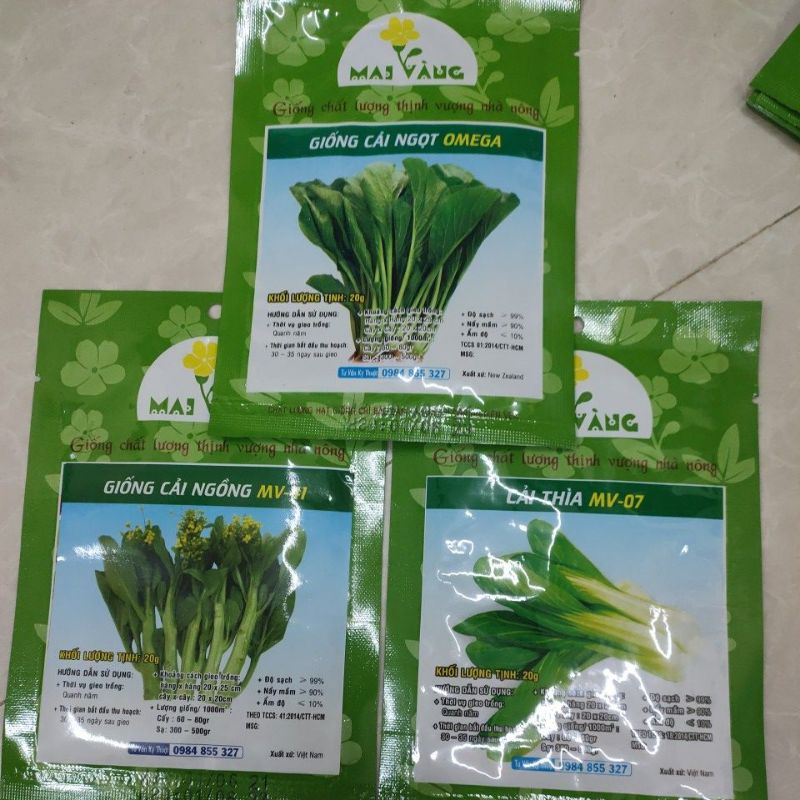 Combo hạt giống_3 loại rau cải (cải ngọt+cải thìa+cải ngồng)