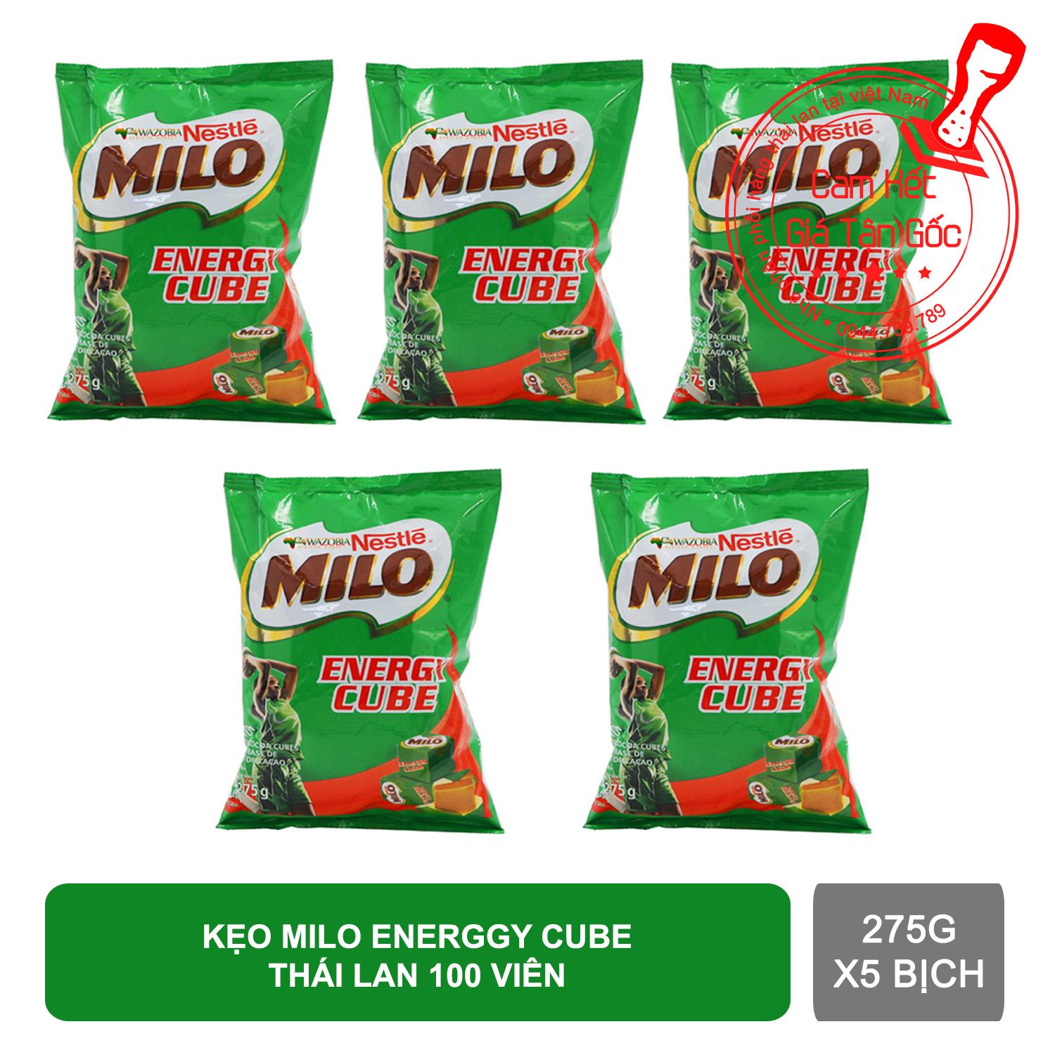 {SIÊU RẺ SIÊU NGON}Kẹo Milo Energy Cube bịch 100 viên loại 275g thái lan X 5 bịch【Kho Thế Giới 】