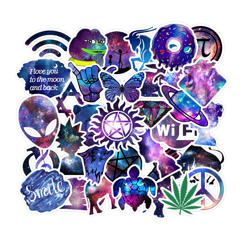 [SET 20/50/100] Sticker dán Galaxy Sticker dán chống nước, chống UV, Dùng dán Xe, dán mũ bảo hiểm, dán Laptop