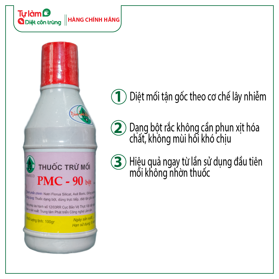 Sản phẩm diệt mối sinh học pmc 90- diệt mối theo cơ chế lây nhiễm, tiêu diệt cả tổ