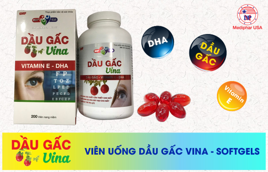 Dầu Gấc Vina Softgels - Chăm sóc mắt hàng ngày - Lọ 200 viên