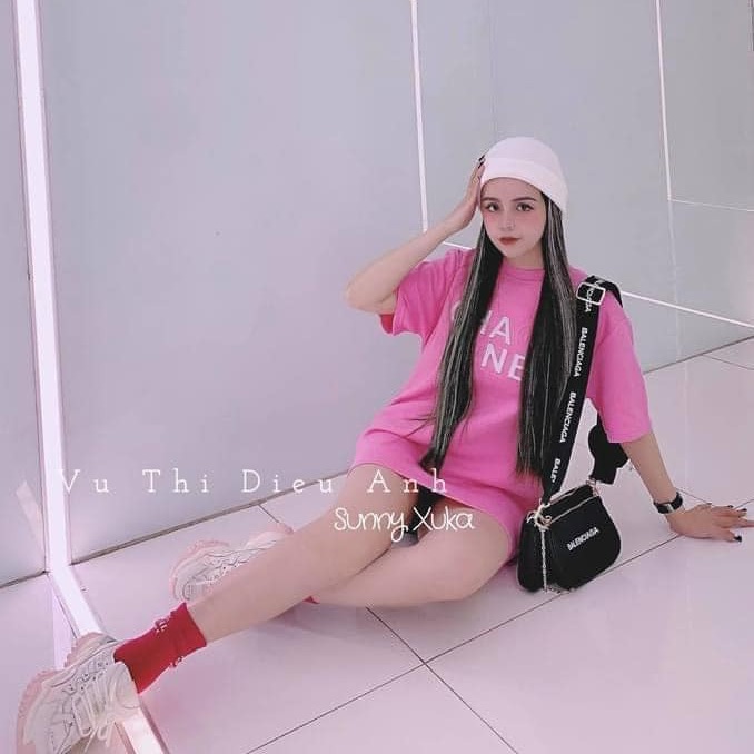 Áo Thun Nữ Hồng Baby Chữ Dập Nổi Phản Quang Phong Cách Cá Tính Siêu Xinh, Áo Phông Nữ Dáng Thụng Chùm Mông Hàng Quảng Châu Đẹp Giá Rẻ