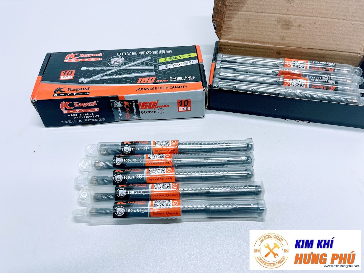 Mũi khoan bê tông 4 cạnh đuôi gài kapusi 6-14 x 160mm