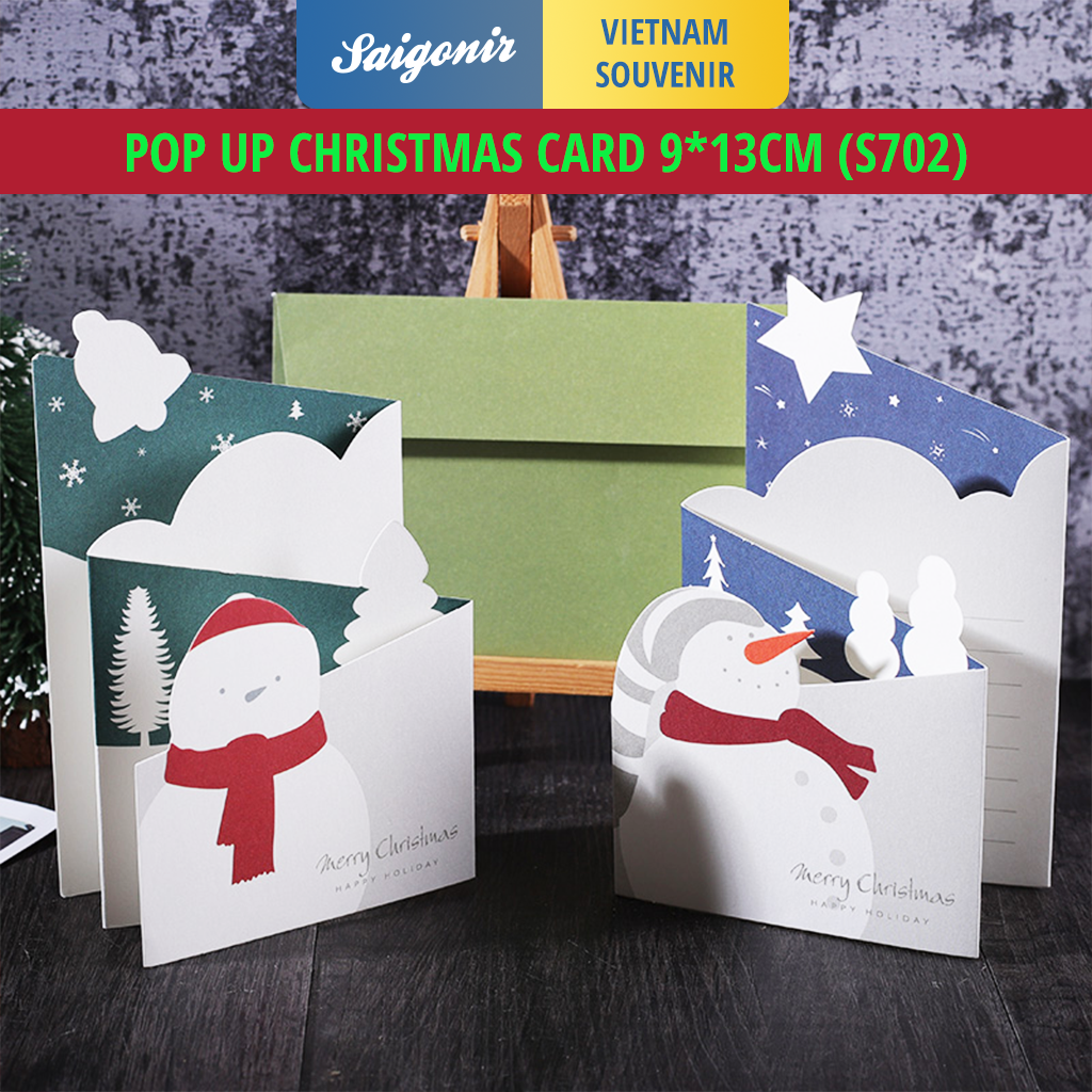 Thiệp giáng sinh Pop-Up 9x13cm Thiệp Xmas Card Thiệp 3D Noel Giấy dày cao cấp Đa dạng mẫu mã - Saigonir