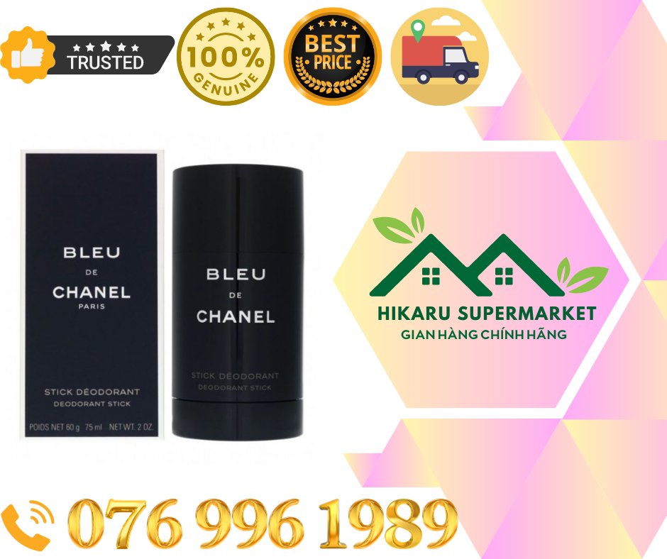 Lăn khử mùi hương nước hoa nam chanel đen bleu de chanel deodorant stick 75ml chính hãng pháp