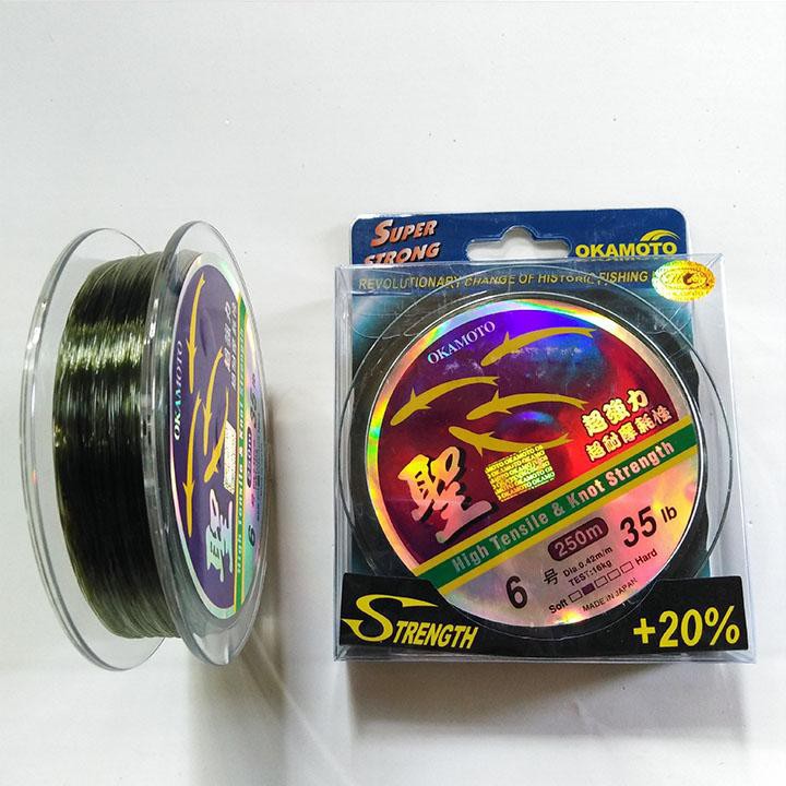 Cước Câu Cá OKAMOTO 250m đủ số, cước câu cá 4 con cá cơm, cước câu cá siêu bền, cước câu cá nhật bản DC-10  (xả hàng giả