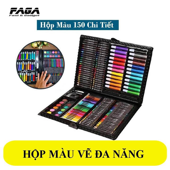 Hộp màu 150 chi tiết, bộ màu vẽ đa năng 150 màu, hộp bút chì màu, bút vẽ bộ màu vẽ đa năng cho bé