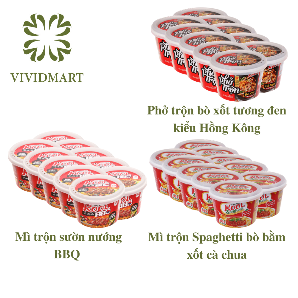 - afotech - tô cung đình kool 3 vị: mì trộn spaghetti, mì trộn bbq sườn nướng, phở trộn bò tương đen - cung đình kool tô