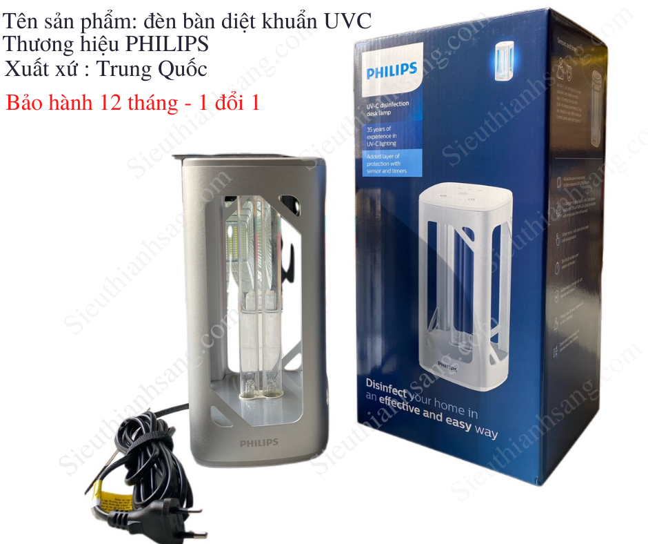 Đèn bàn khử trùng bằng tia cực tím Philips UVC giúp không gian trong lành