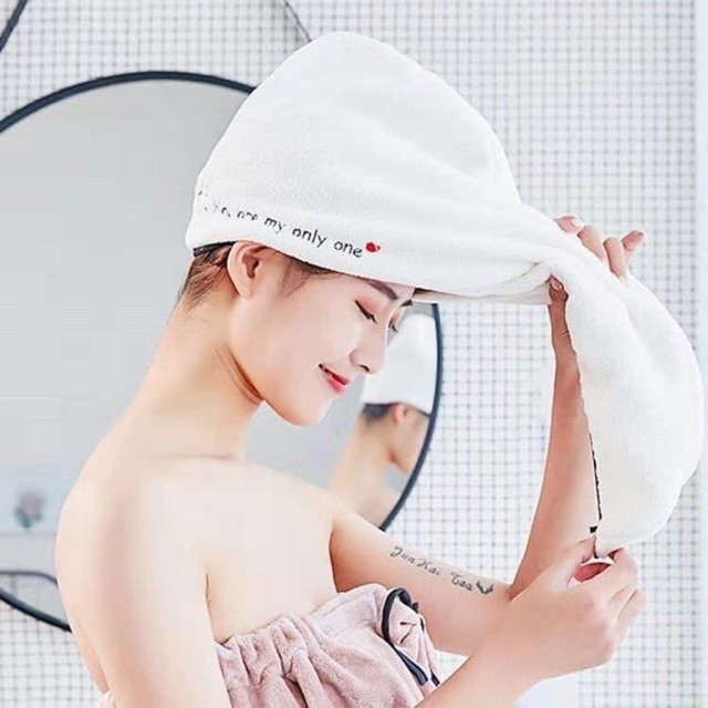 HÀNG ĐẸP - Khăn ủ tóc siêu mềm, siêu thấm, mũ quấn ủ tóc nhanh khô, thấm hút