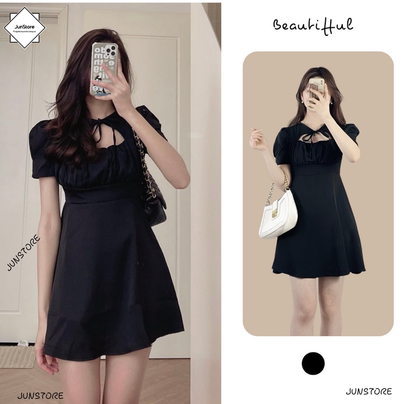 Váy đầm nữ, đầm xinh JUNSTORE, tôn dáng, dáng ôm nhúm ngực cột dây phong cách năng động 268