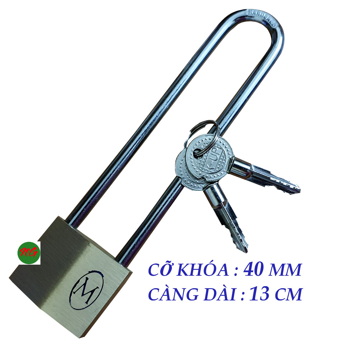Ổ khóa thân 4cm càng dài 13cm Vương Miện