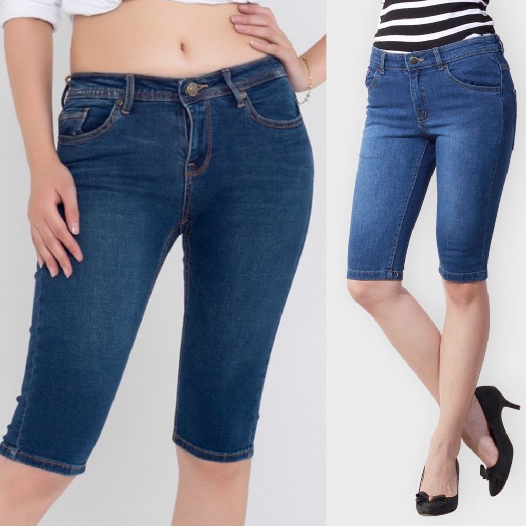 Quần jean ngố nữ lưng cao vải co giãn siêu hot