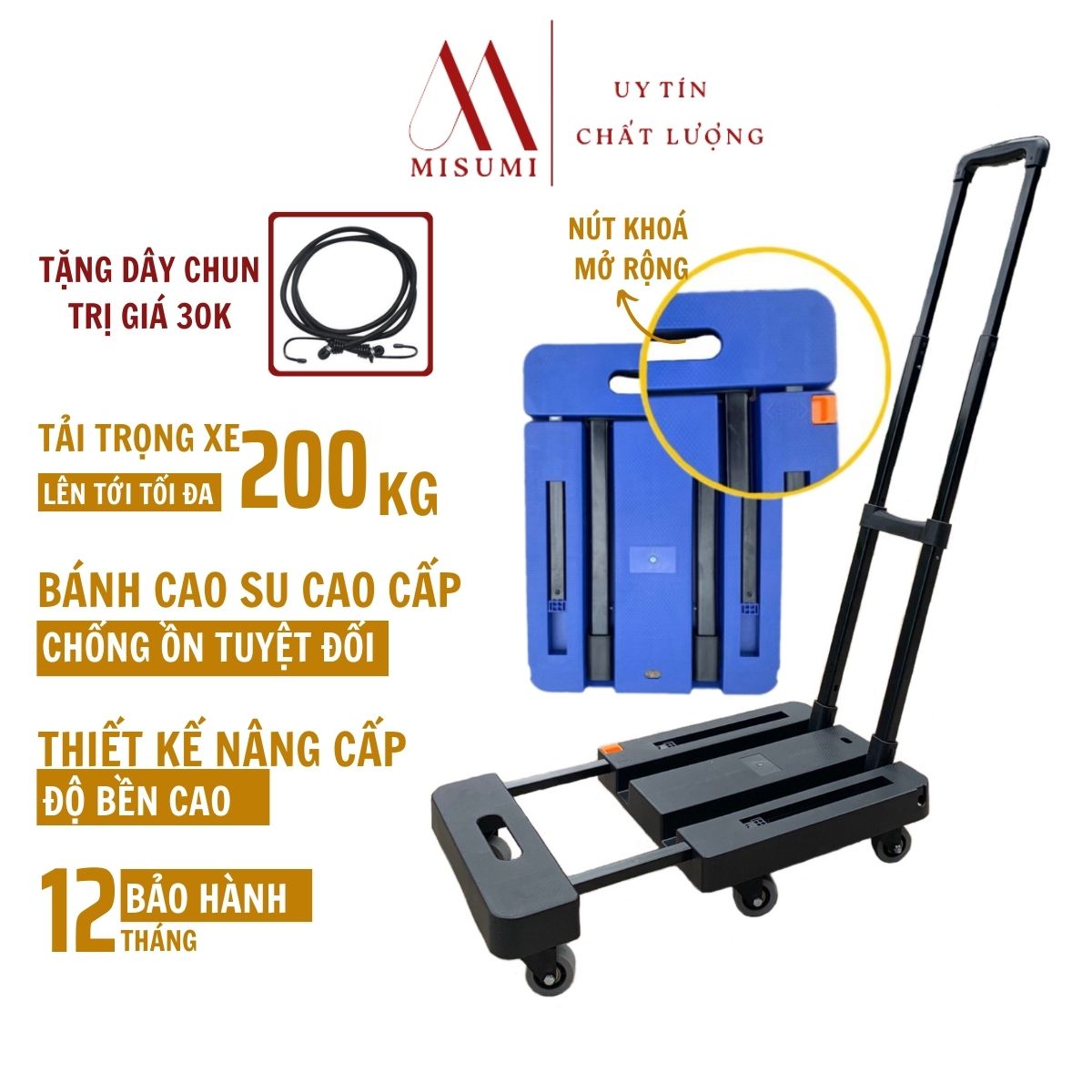 Xe kéo tay nhập khẩu siêu bền, xe kéo hàng 6 bánh gấp gọn