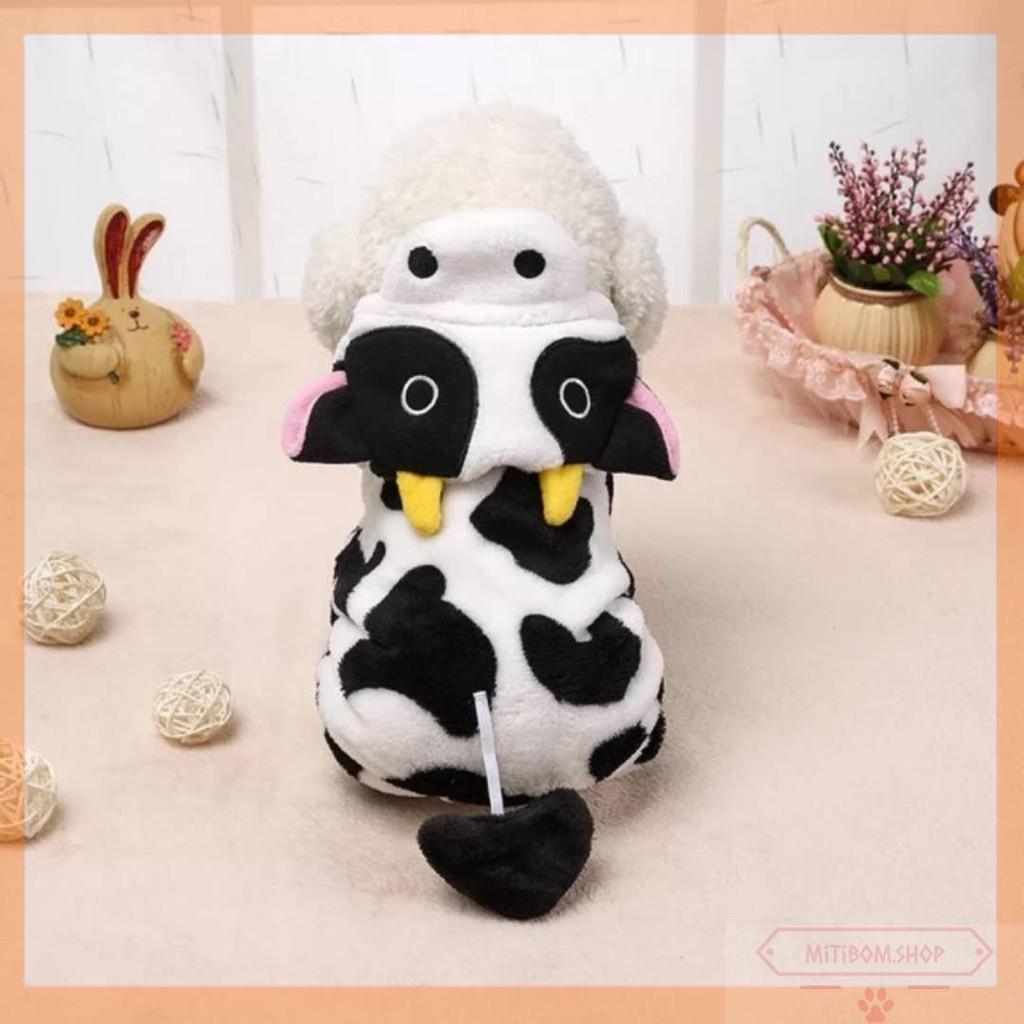 QUẦN ÁO CHÓ MÈO THÚ CƯNG NHUNG BÒ SỮA