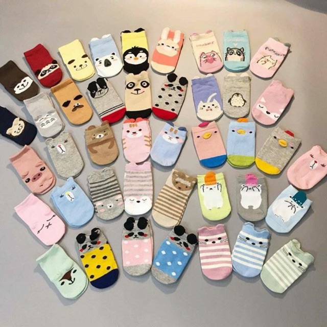 [HCM]Set 3 Đôi tất hoạt hình cổ thấp hàn quốc cho bé 0-3 tuổi