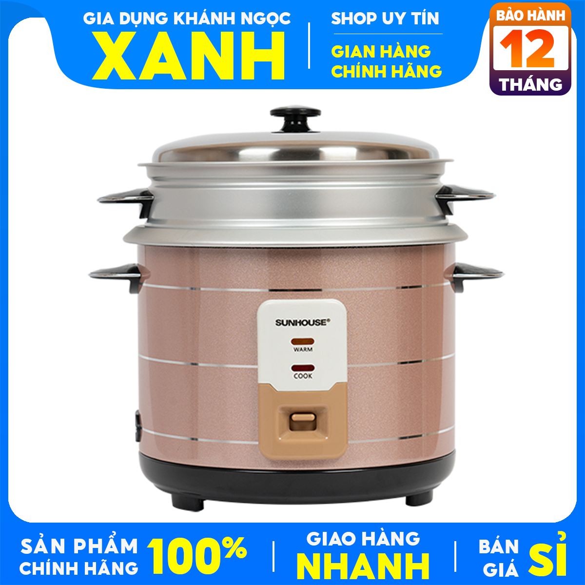 Nồi cơm điện Sunhouse 2.2 lít SHD8135-Chính Hãng trưng bày 98-99%.công nghệ nấu 1D, .2.2 lít phù hợp nấu cơm cho gia đình trên 6 người-Bảo Hành 12 Tháng