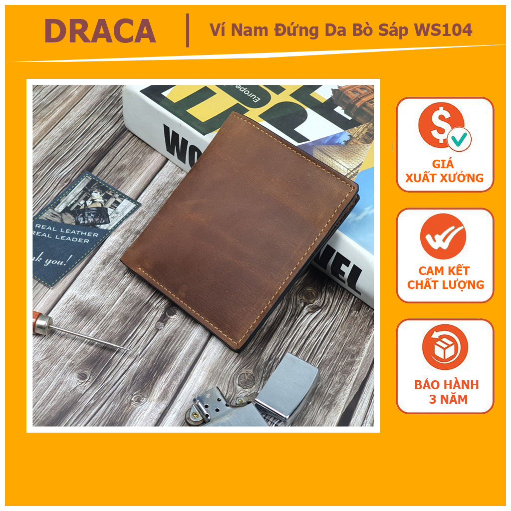 _ da thật_ví nam da bò sáp, ví đứng nam ws104 - 100% da bò thật, bh 3 năm, ví nam da bò đẳng cấp lịch lãm phong cách, ví da bò thật cao cấp chất lượng cao