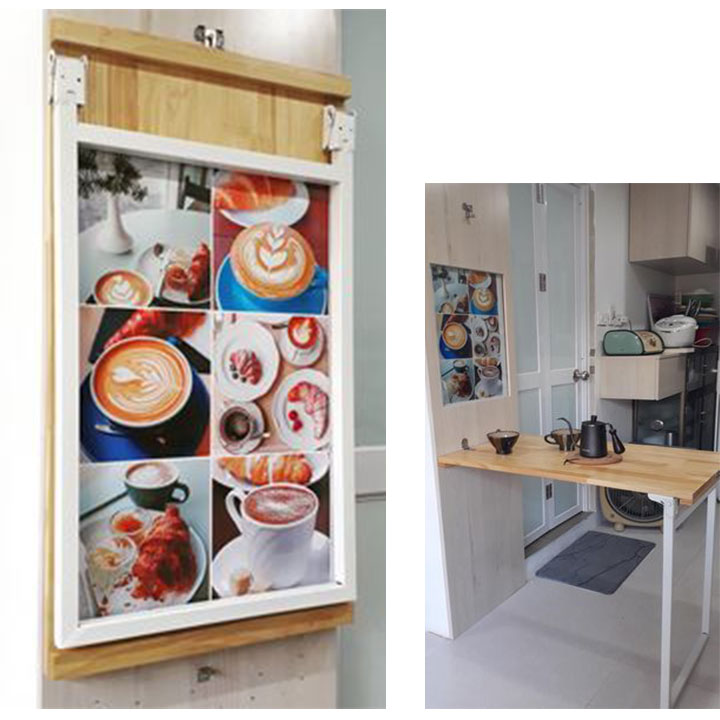 Bàn ăn thông minh gấp gọn, chân sắt hộp sơn tĩnh điện 60x90cm