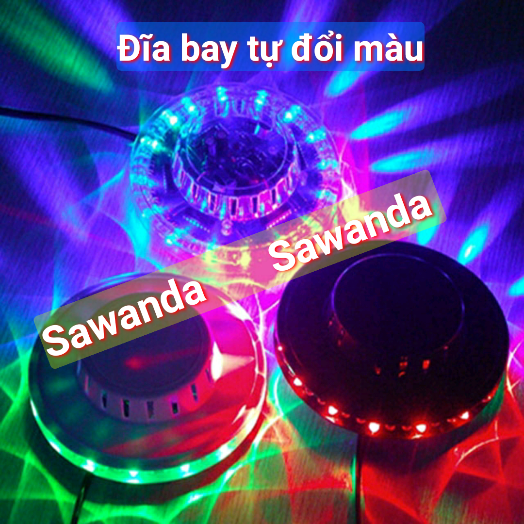 Đèn led Đĩa bay trang trí tự đổi màu cảm ứng âm thanh