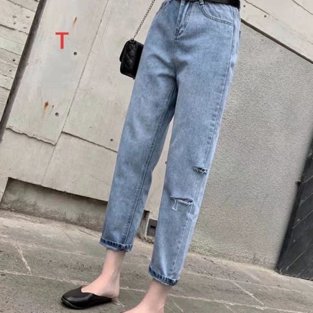 Quần bò rách hai vệt nhỏ cạnh dtr0320
