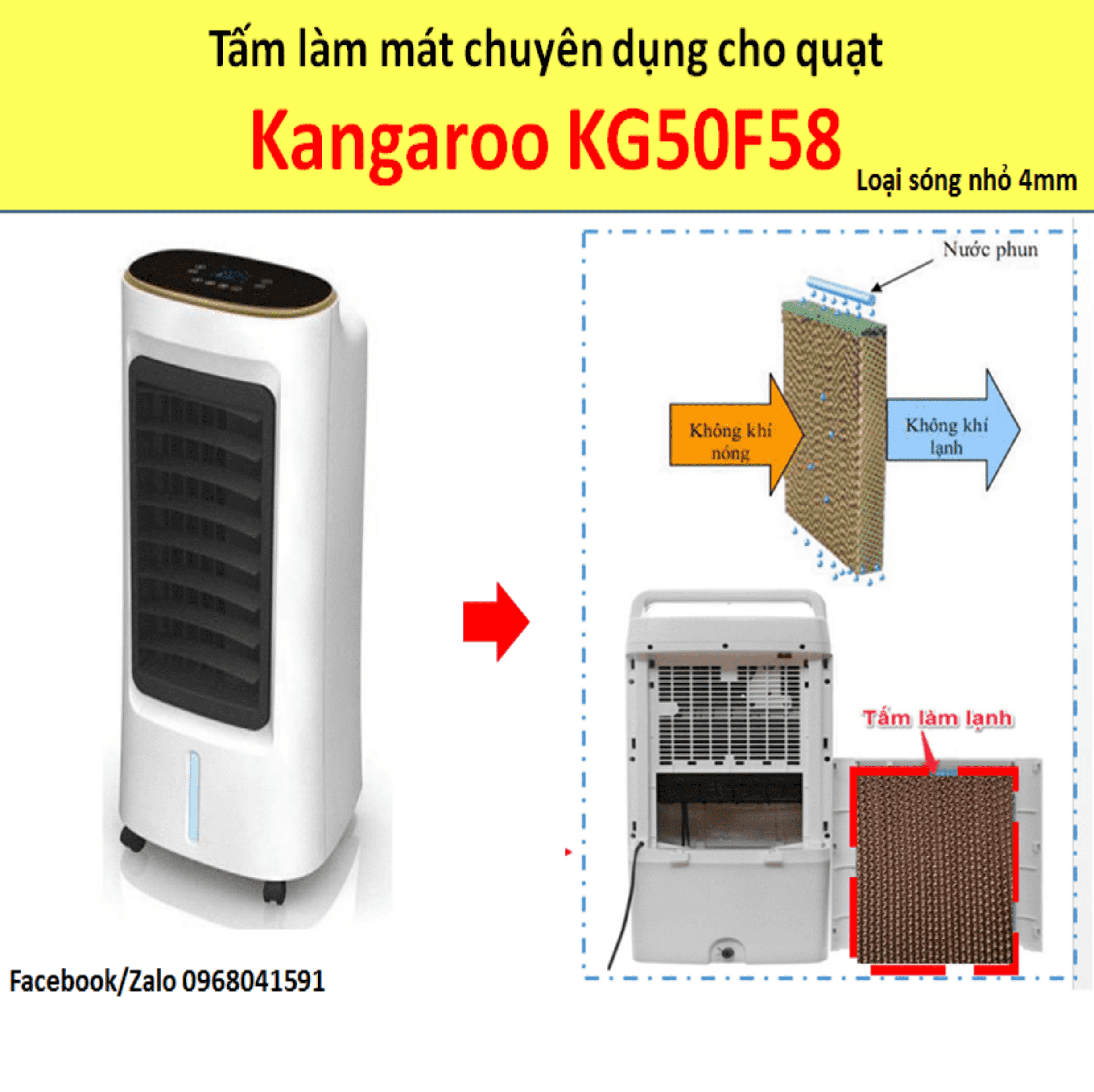 Tấm làm mát Cooling Pad cho quạt hơi nước Kangaroo KG50F58 (Loại tấm sóng nhỏ 4mm)