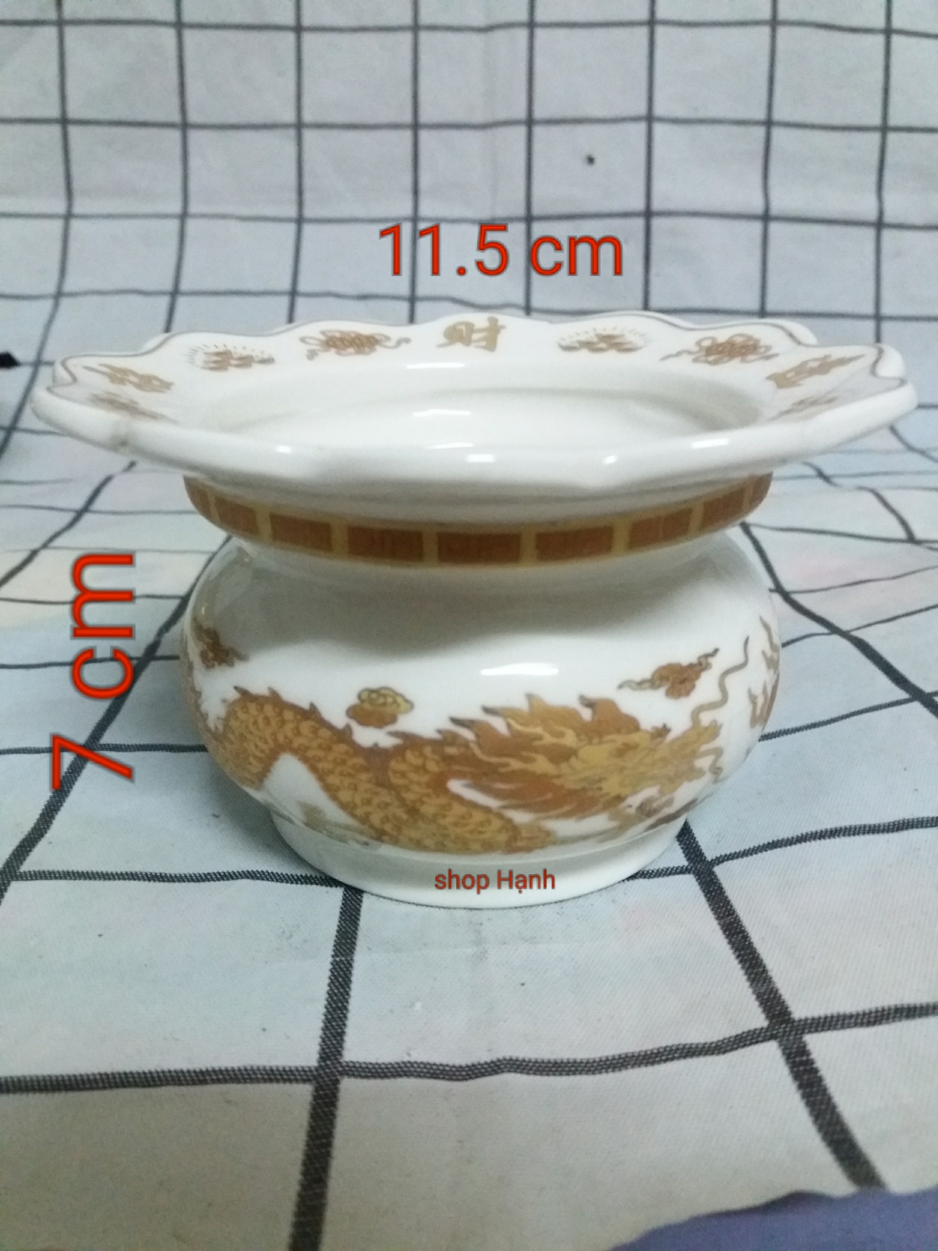 Lư hương kèm vành hứng tàn nhang size nhí