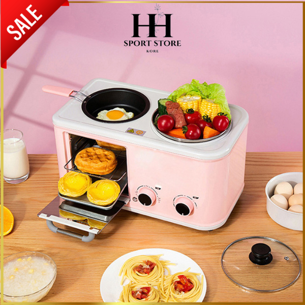 Máy nướng bánh đa năng - Máy nướng bánh mì mini, chiên đồ ăn 4 trong 1, đa dạng chức năng