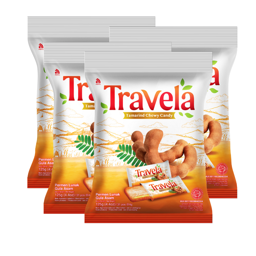 [Mới] Combo 4 gói Kẹo dẻo me Travela Tamarind Chewy Candy 125g