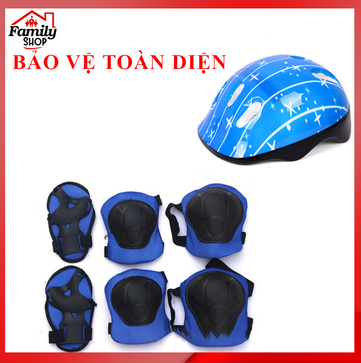 Bộ bảo hộ bảo vệ đầu, tay chân cho trẻ em chơi các môn thể thao : Patin- xe trượt scooter- ván trượt- các hoạt động ngoài trời- bảo hộ 7 món bảo vệ động lực học bảo vệ toàn diện