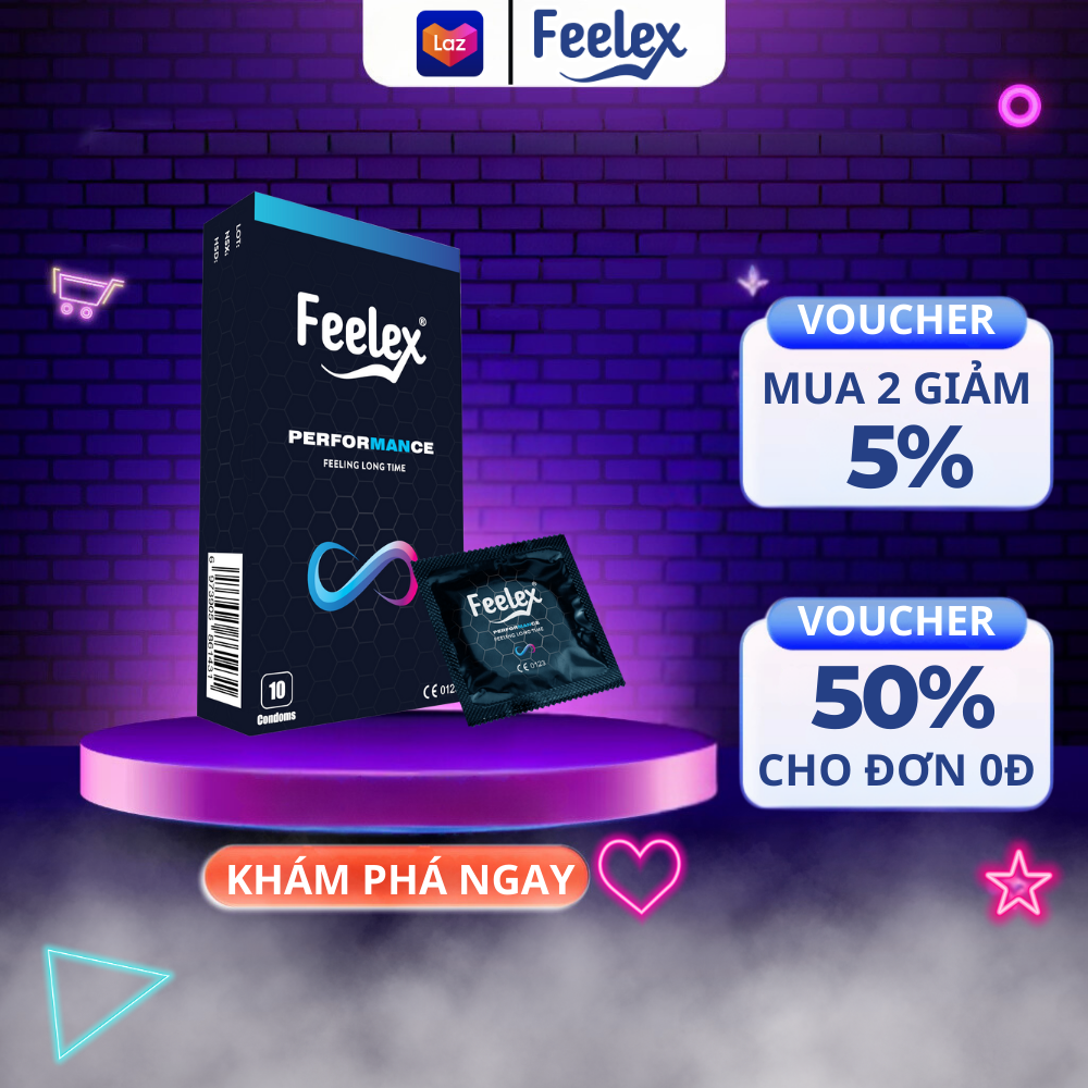 Bao cao su siêu mỏng Feelex gân gai, kéo dài thời gian, nhiều gel bôi trơn, có hương thơm