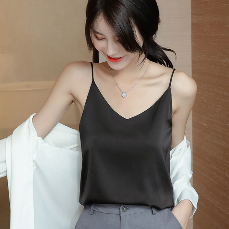 Áo 2 dây vải lụa hàn cao cấp thun shop , áo hai dây lụa vintage đẹp, mát mịn