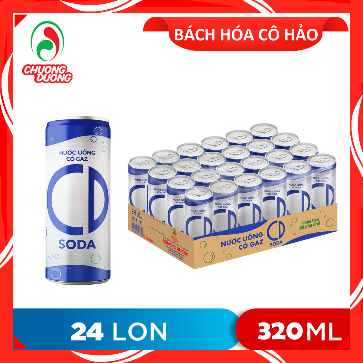 THÙNG 24 LON NƯỚC SODA CHƯƠNG DƯƠNG 320ML