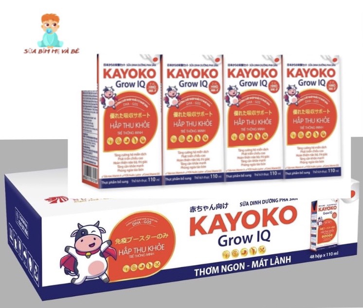 (Date mới) Sữa bột pha sẵn Kayoko Grow IQ công nghệ Nhật 110ml/1hộp (1 thùng có 48 hộp)