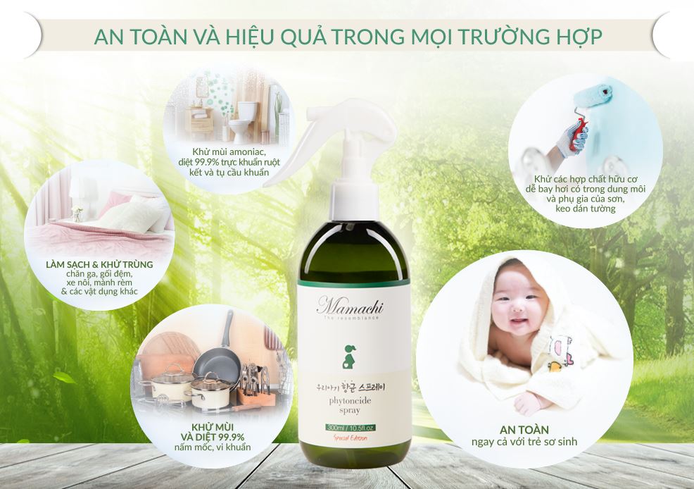 Nước Phytoncide tươi thanh lọc & làm sạch không khí đồ dùng (Special Edition) 300ml, thành phần phytoncide (chiết xuất từ thực vật) cho phép làm sạch và khử trùng hiệu quả lên đến 99,9%
