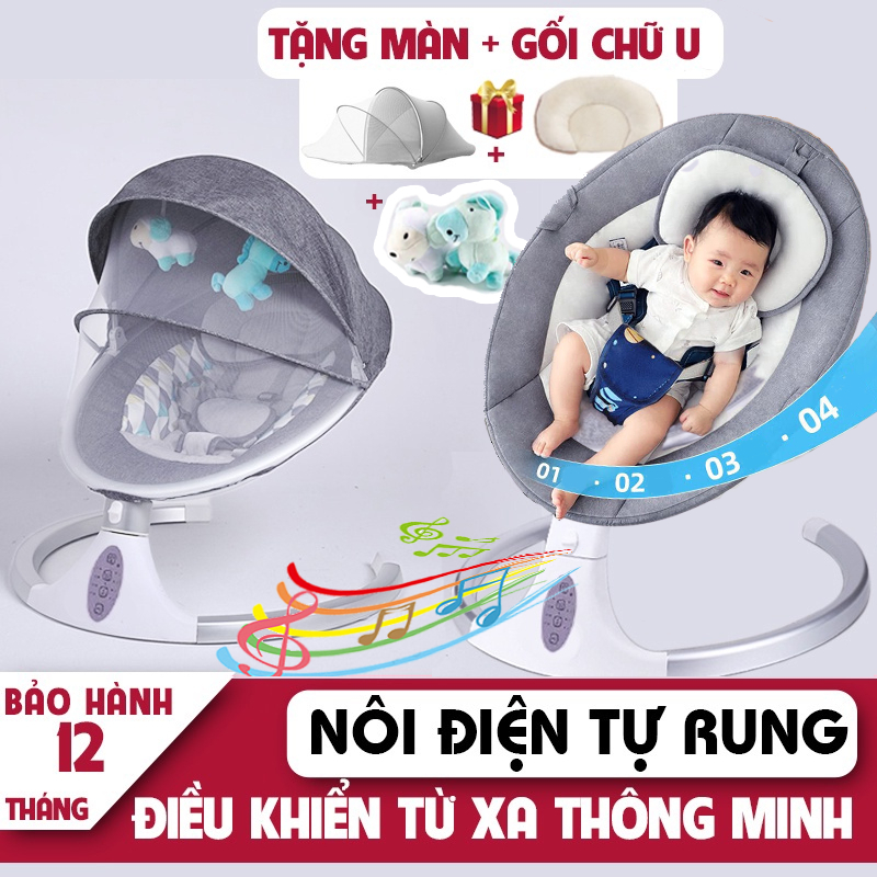 Nôi điện cho bé SY608 Nội điện thông minh cho bé Nôi rung đa năng Nôi ru cho bé Nôi đưa kiêm ghế ngồI Ghế ru ngủ thông minh Có điều khiển từ xa đung đưa 5 chế độ