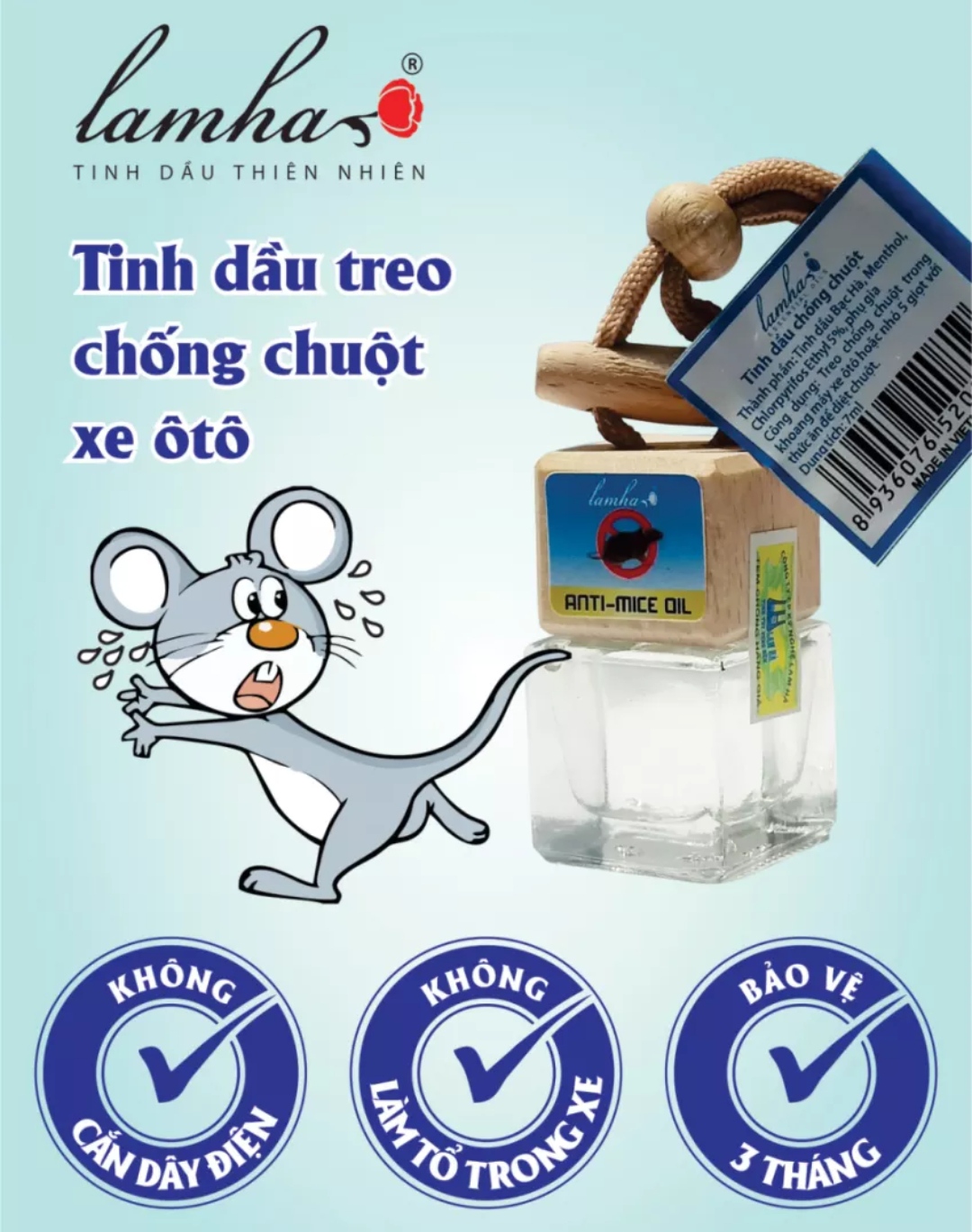 Tinh dầu treo xe chống chuột khoang máy ô tô LAMHA