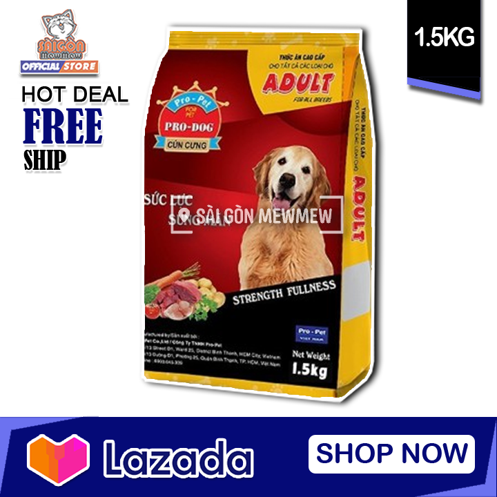 [TIẾT KIỆM- GÓI 1.5KG] THỨC ĂN CHO CHÓ TRƯỞNG THÀNH PRO DOG ADULT