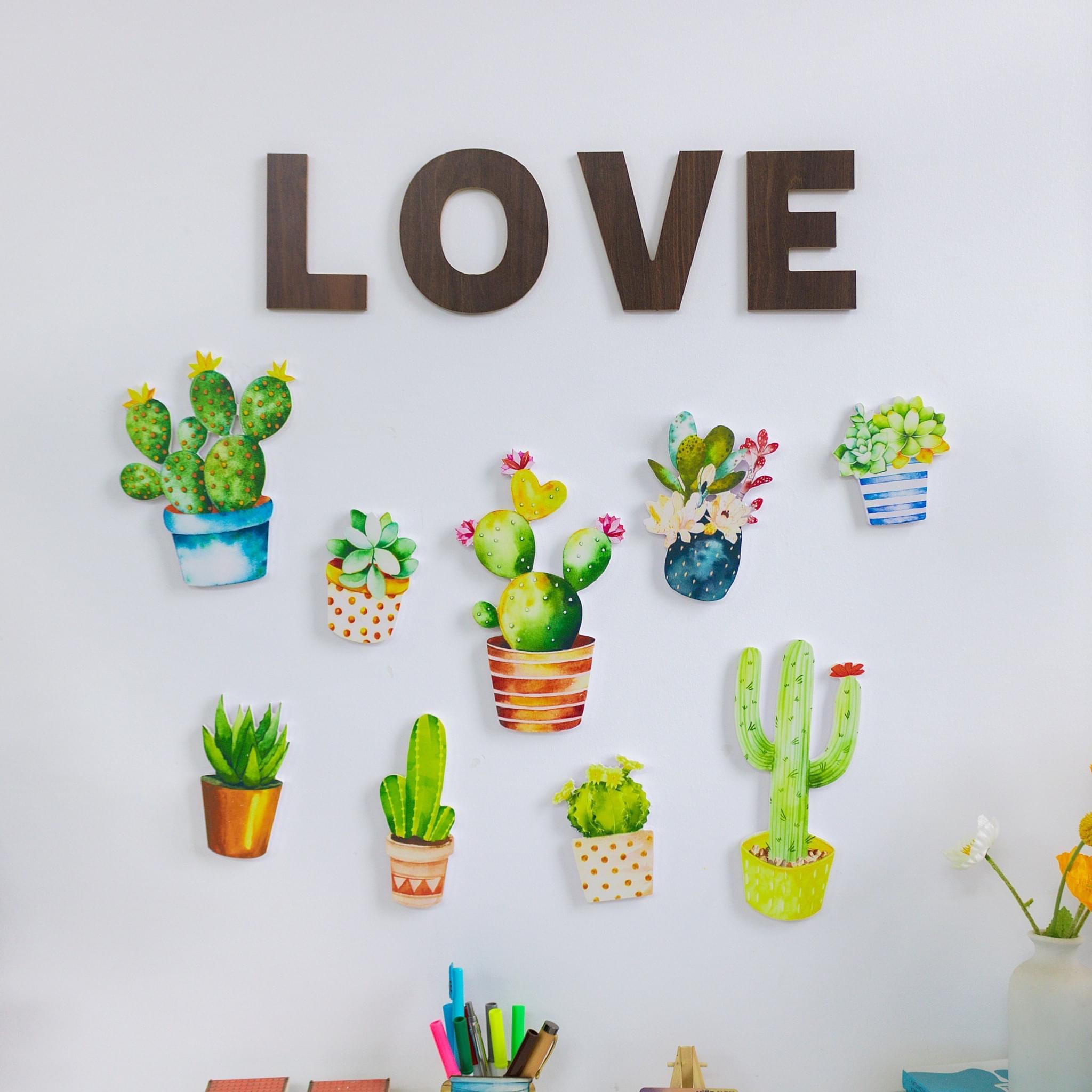 Set Xương Rồng Decor Dán Tường Bằng Fomex