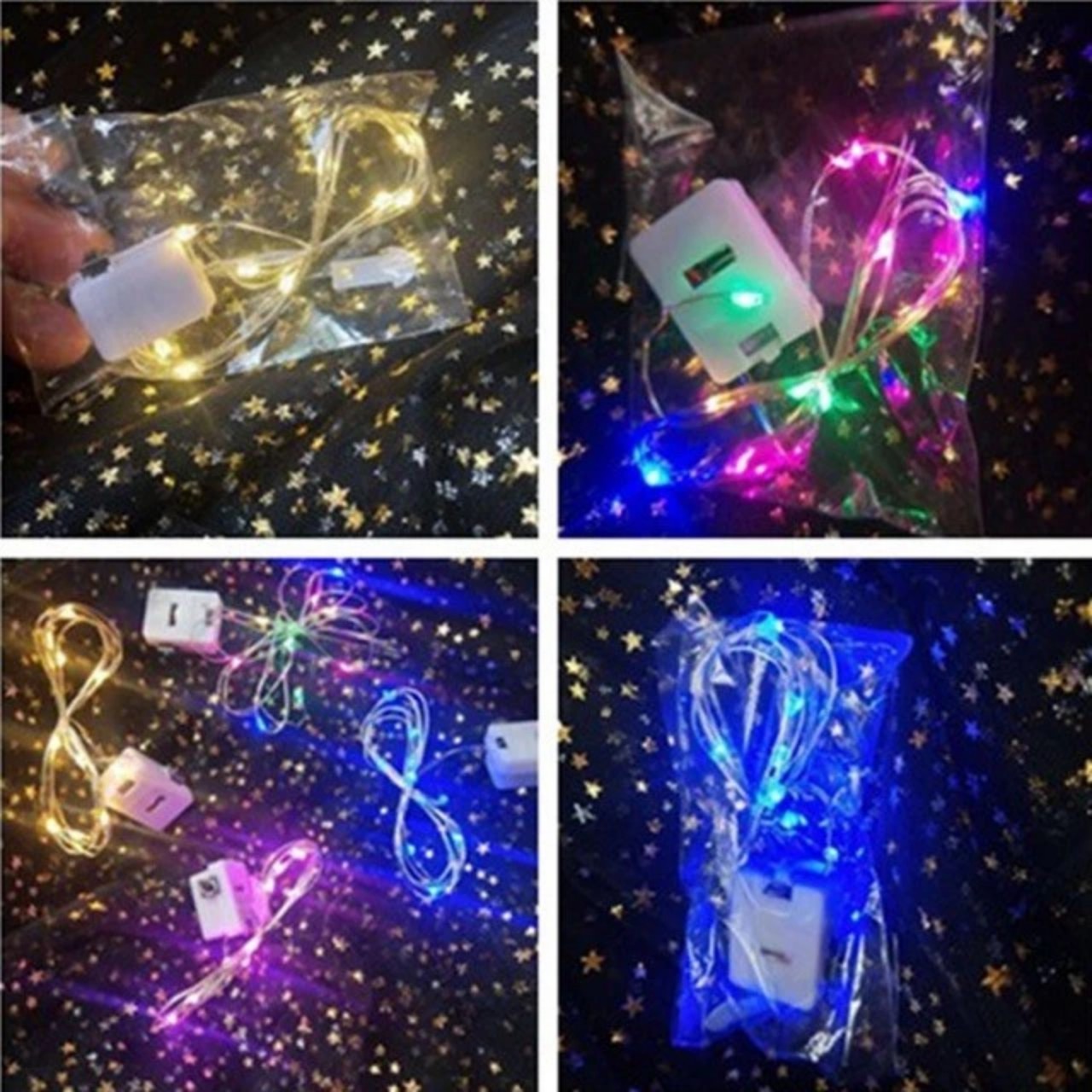 Dây đèn led trang trí, fairylight, đèn đom đóm dùng pin, 3 chế độ sáng trang trí