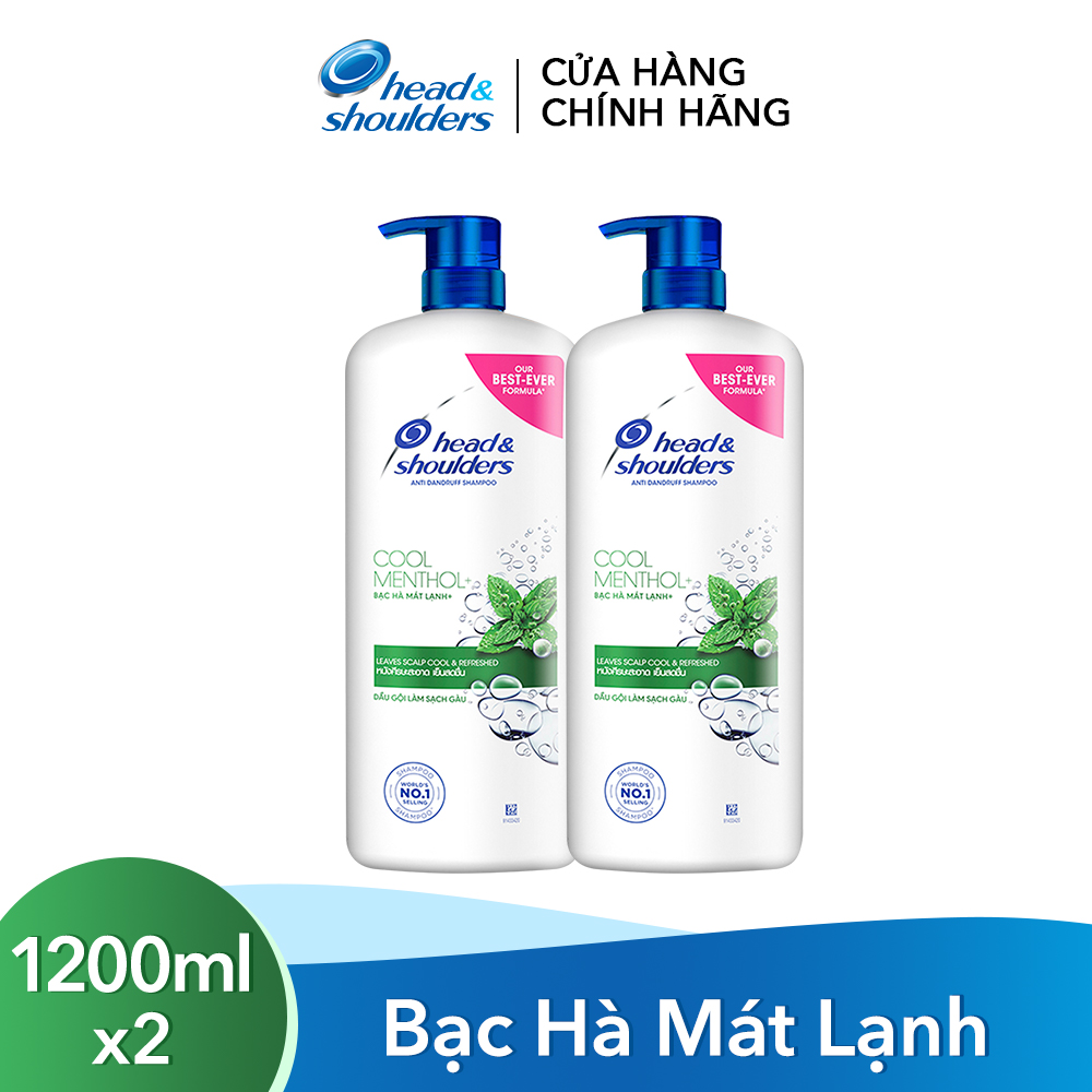 Head and Shoulders Dầu Gội Làm Sạch Gàu Bạc Hà Mát Lạnh / Da Đầu Ngứa Chăm Sóc Tóc 1200 ml - Combo 2