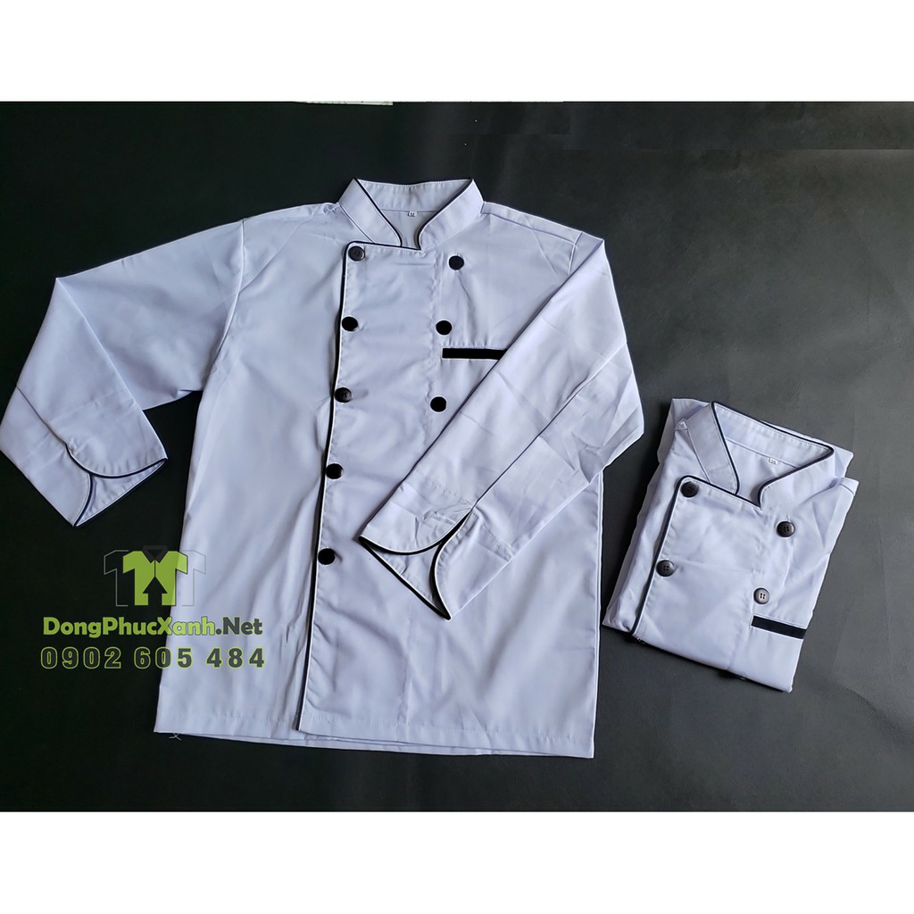 Áo Bếp - Áo Đồng Phục Đầu Bếp Màu Trắng Tay Dài
