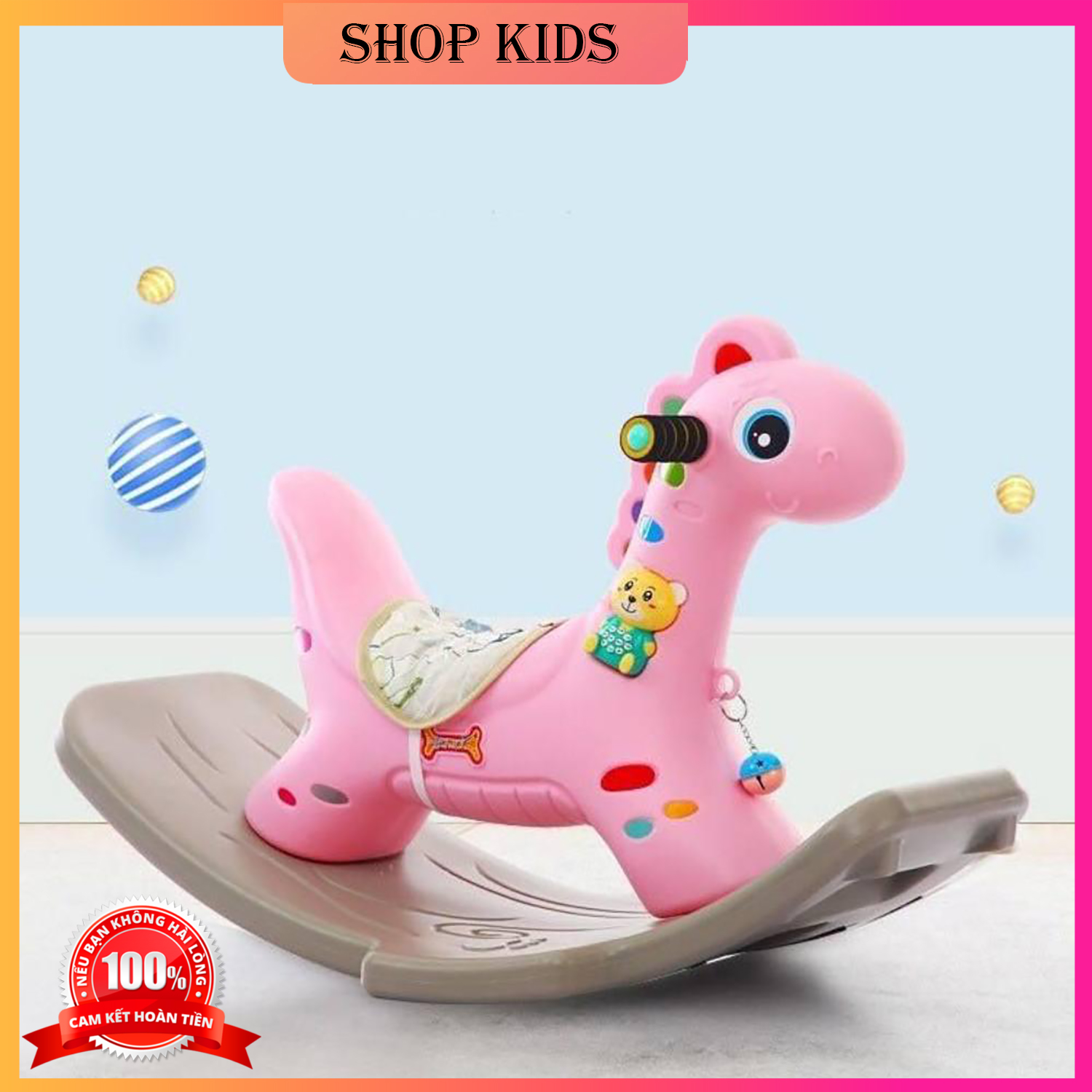 Ghế Bập Bênh Ngựa 2 Trong 1, Xe Bập Bênh, Xe Chòi Chân có Đèn có Nhạc cho Bé Thỏa Sức Vui Chơi