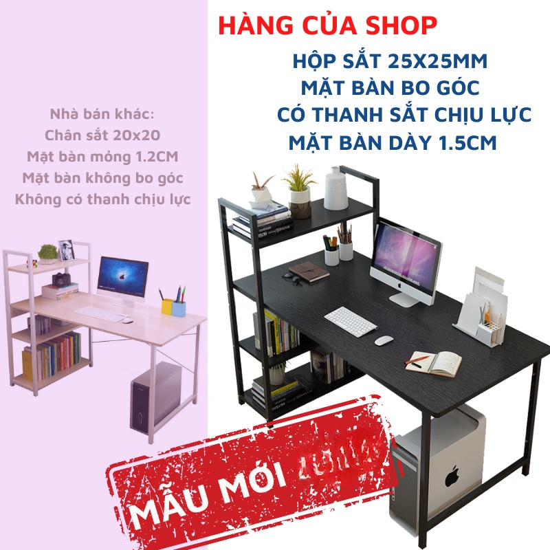 Bàn làm việc khung sắt kèm giá sách sơn tĩnh điện chịu lực cao, bàn vi tính hoặc bàn học, làm việc lắp ráp dễ dàng