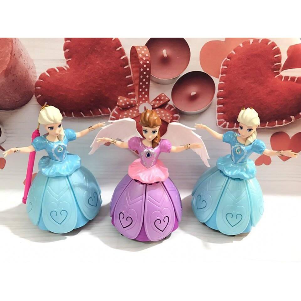 Lồng đèn trung thu công chúa Elsa đầm nhựa xòe dùng pin có đèn nhạc