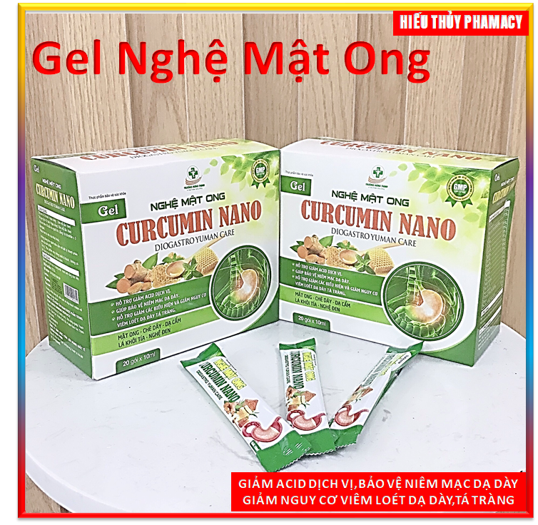 Gel dạ dày nghệ mật ong curcumin nano - giảm acid dịch vị, ợ chua, đầy hơi, trào ngược dạ dày hiệu quả - hộp 20 gói 10ml
