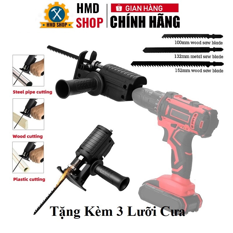 Bộ Chuyển Đổi Máy Khoan Thành Máy Cưa Điện Cầm Tay Kèm 3 Lưỡi Cưa Gỗ Kim Loại Nhựa -Bộ chuyển đổi cưa từ khoan điện