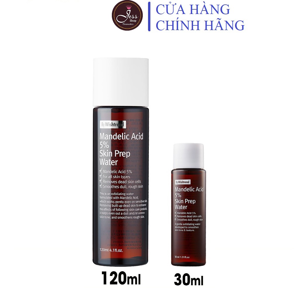 Nước Hoa Hồng Tẩy Da Chết By Wishtrend Mandelic Acid 5% Skin Prep Water Toner 30ml và 120ml