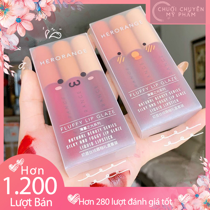 [HCM]Set Son Herorange 3 Cây Siêu Xinh | Set 3 cây Son Kem Lì Trang Điểm Xinh Xắn Thương Hiệu Herorange
