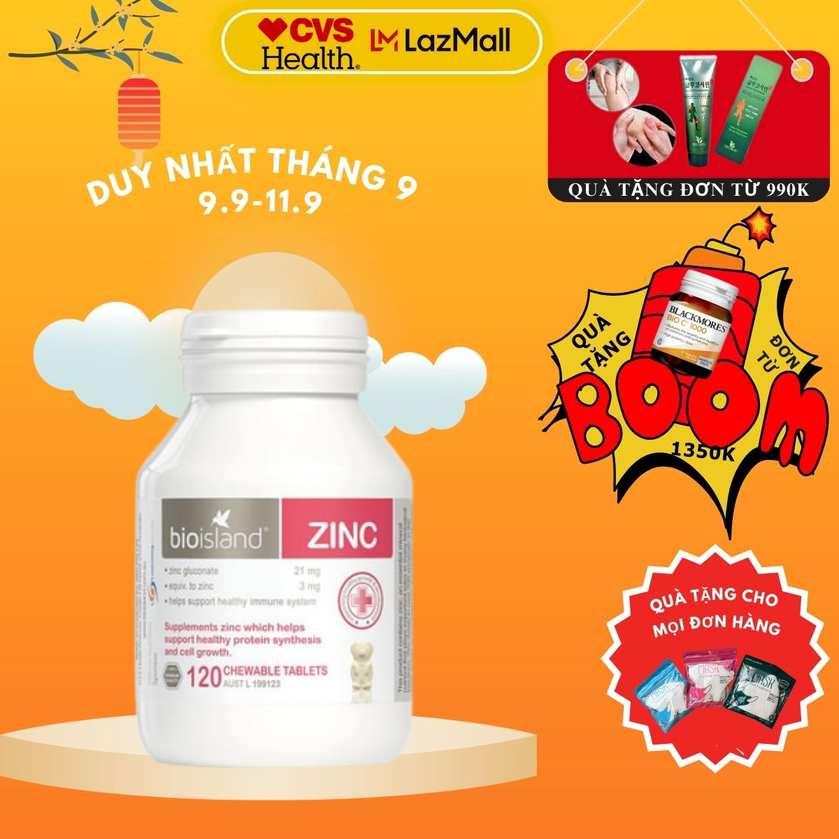 Bio island zinc 120 viên hỗ trợ bổ sung kẽm cho trẻ hay ăn , chóng lớn